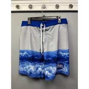 Bud Light Board Shorts Men's 36 Blue Beach Swim Trunks Anheuser‎ Busch Beer